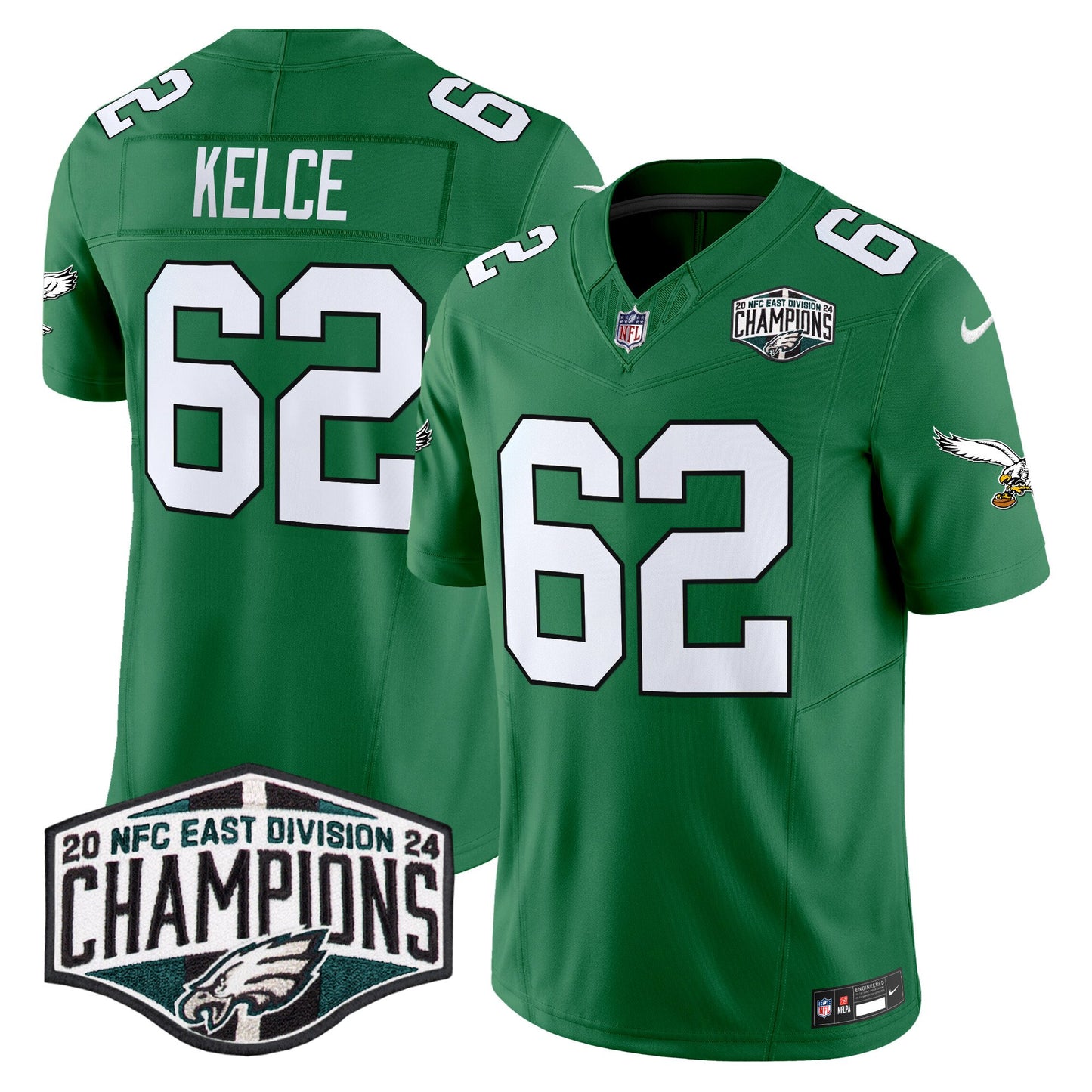 Philadelphia Eagles Kelly Green 2024 NFC East Division Champions Vapor Limited Jersey V2 - All Stitched