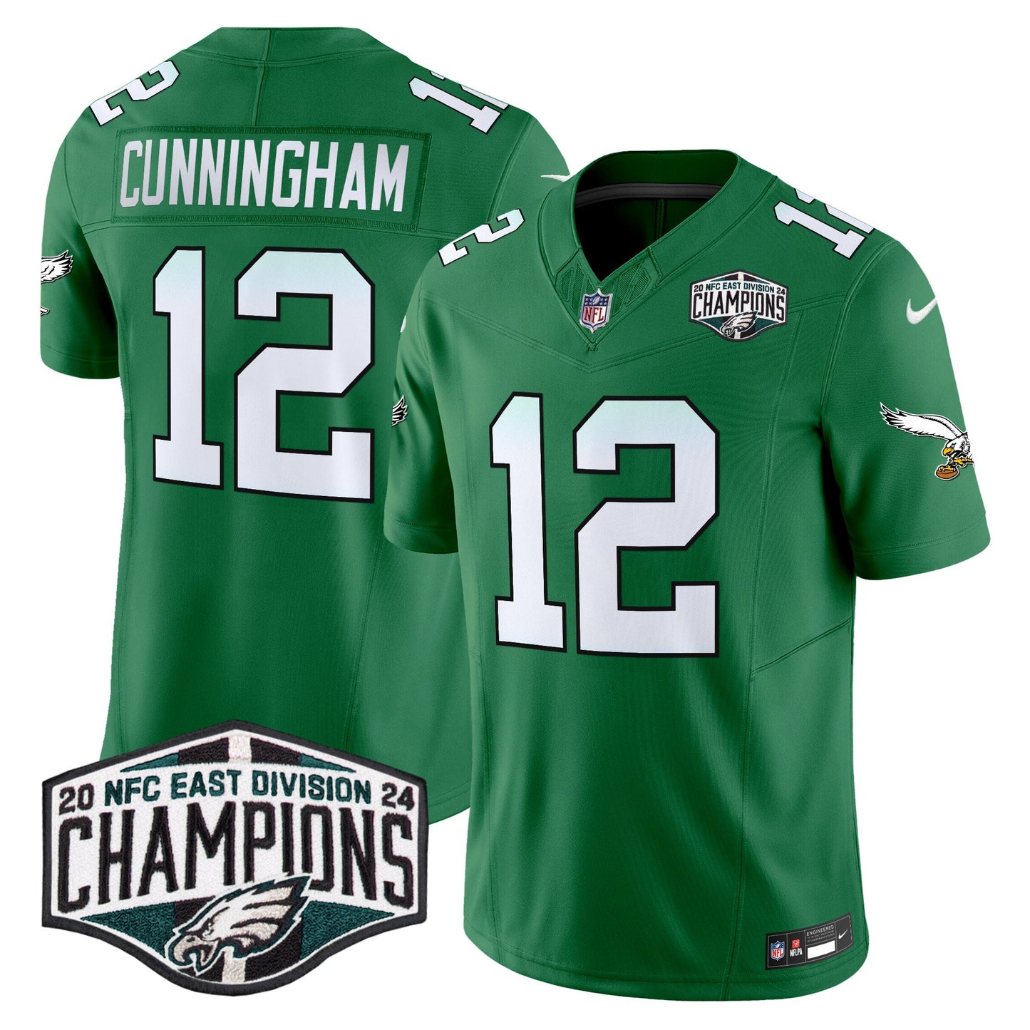 Philadelphia Eagles Kelly Green 2024 NFC East Division Champions Vapor Limited Jersey V2 - All Stitched