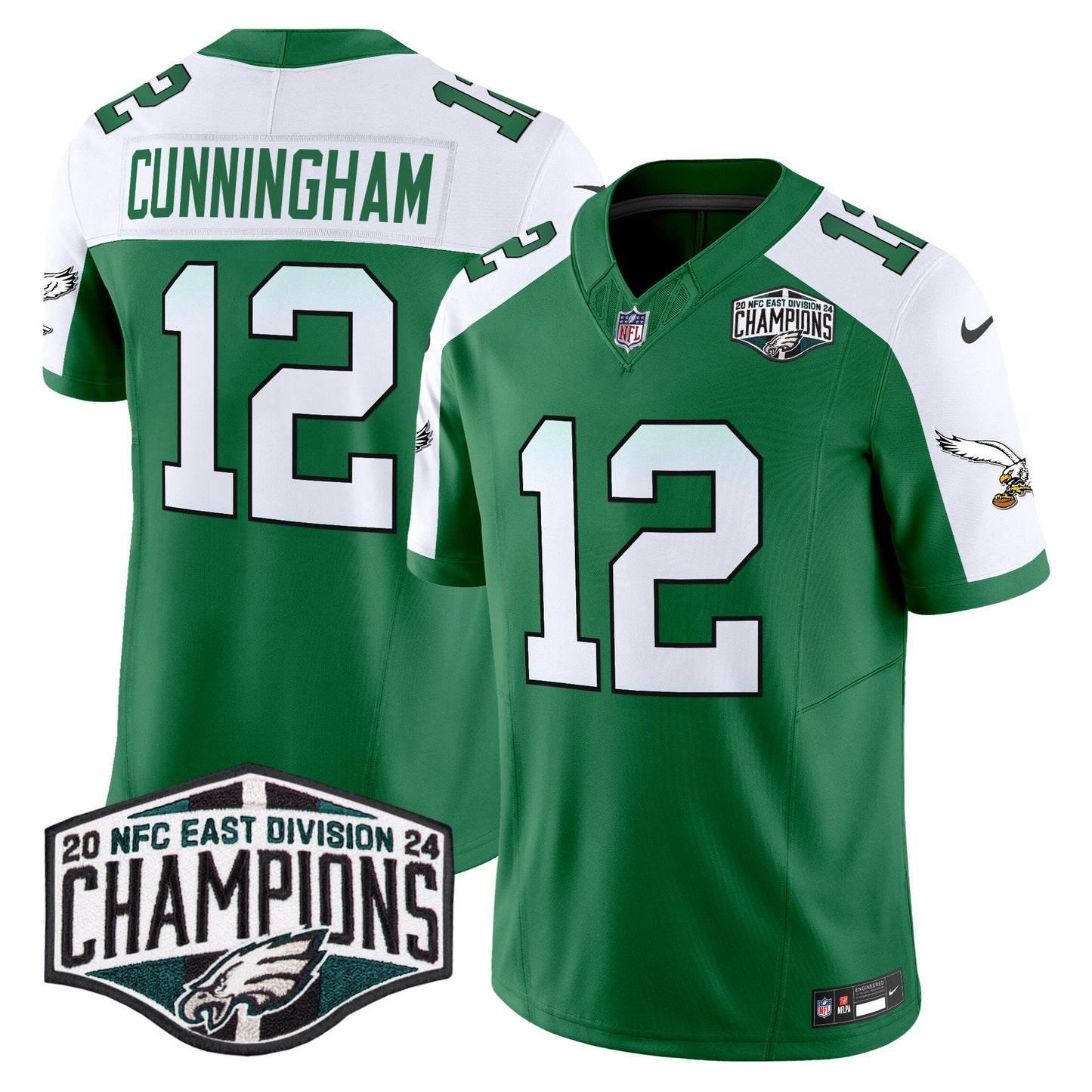 Philadelphia Eagles Kelly Green 2024 NFC East Division Champions Vapor Limited Jersey V2 - All Stitched