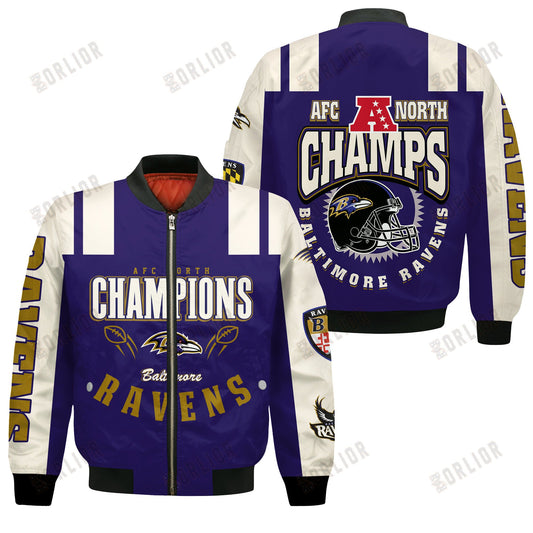 Baltimore Ravens AFC North Champions 2024 We're On Fire Bomber Jacket