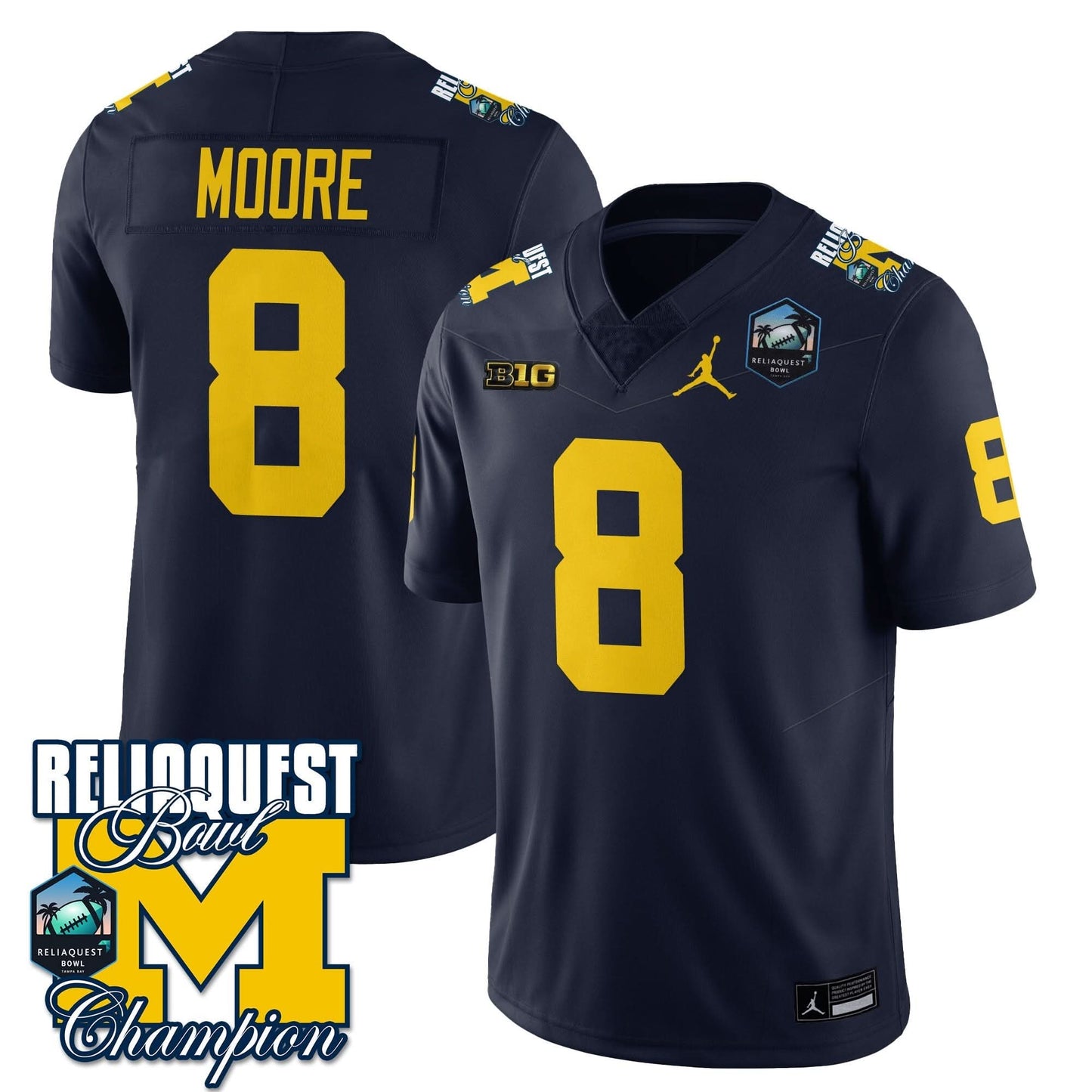 Michigan Wolverines 2024 ReliaQuest Bowl Champions Jersey - All Stitched