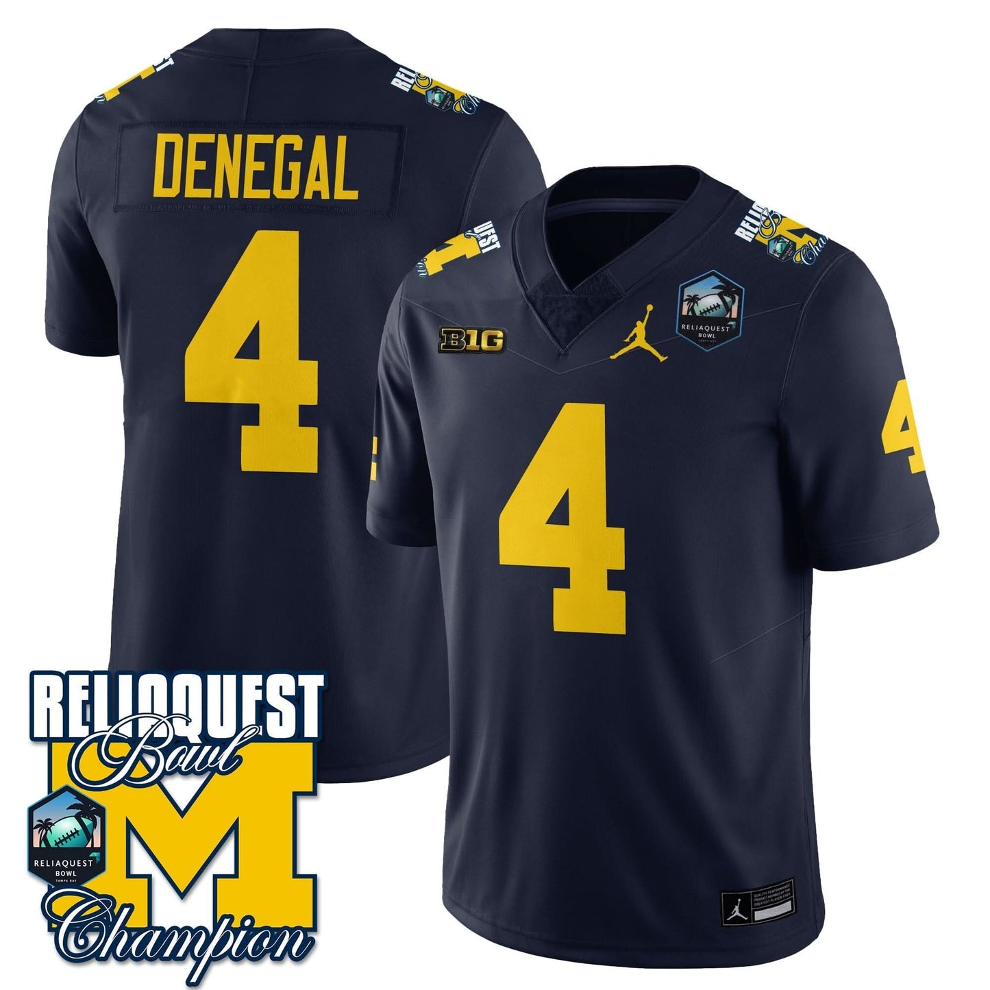 Michigan Wolverines 2024 ReliaQuest Bowl Champions Jersey - All Stitched
