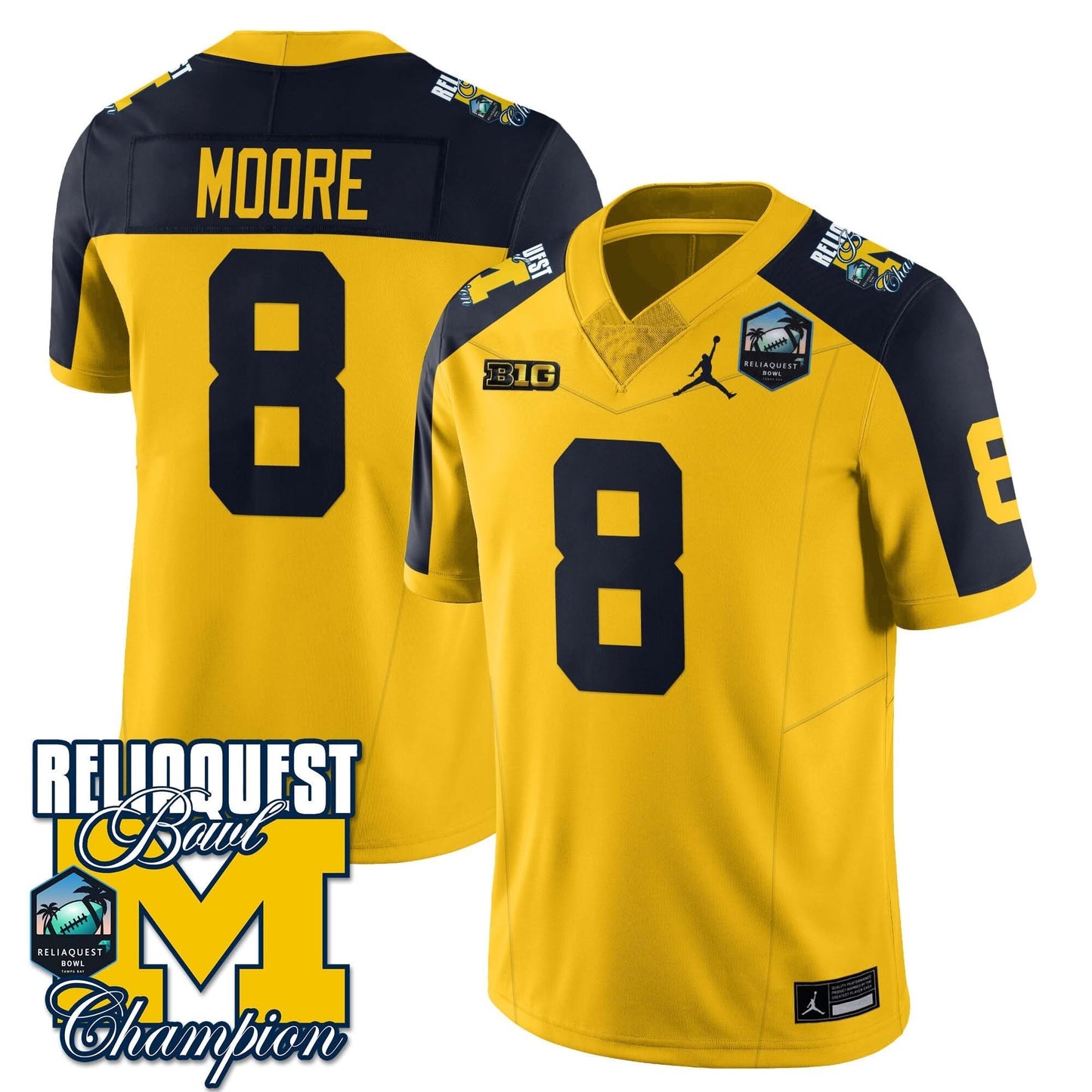 Michigan Wolverines 2024 ReliaQuest Bowl Champions Jersey - All Stitched