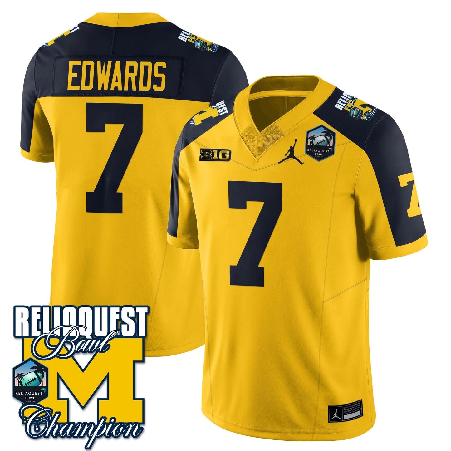 Michigan Wolverines 2024 ReliaQuest Bowl Champions Jersey - All Stitched