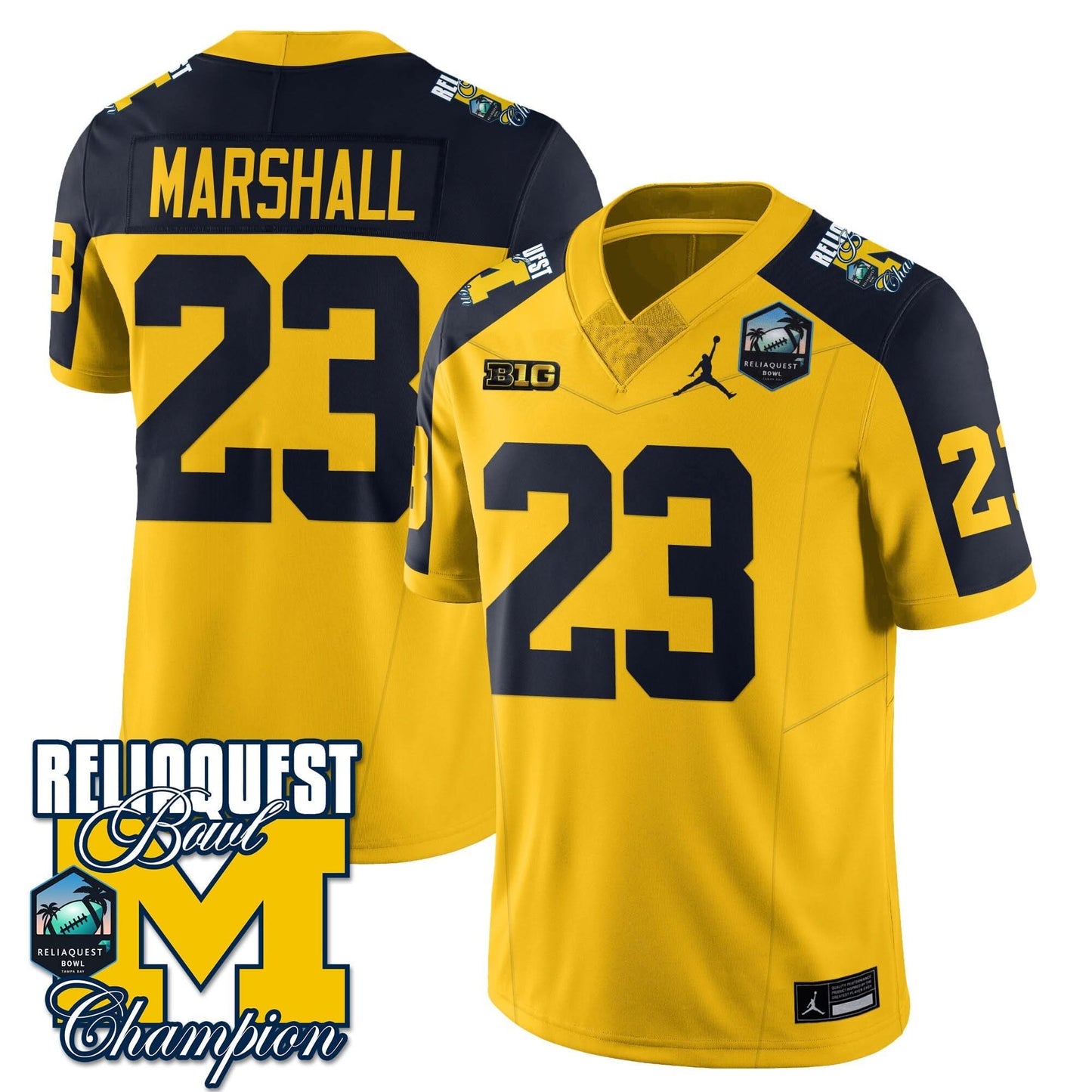 Michigan Wolverines 2024 ReliaQuest Bowl Champions Jersey - All Stitched