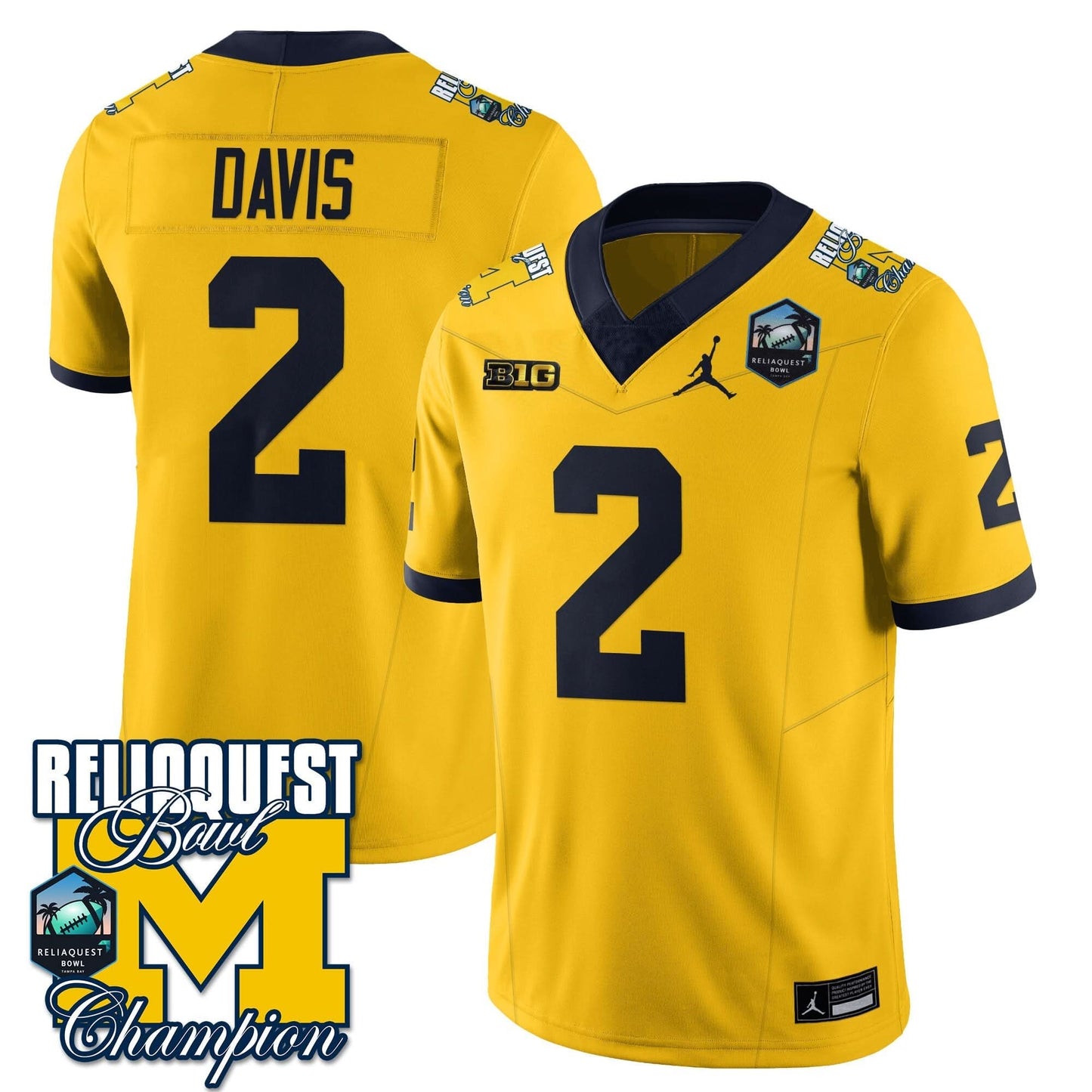 Michigan Wolverines 2024 ReliaQuest Bowl Champions Jersey - All Stitched