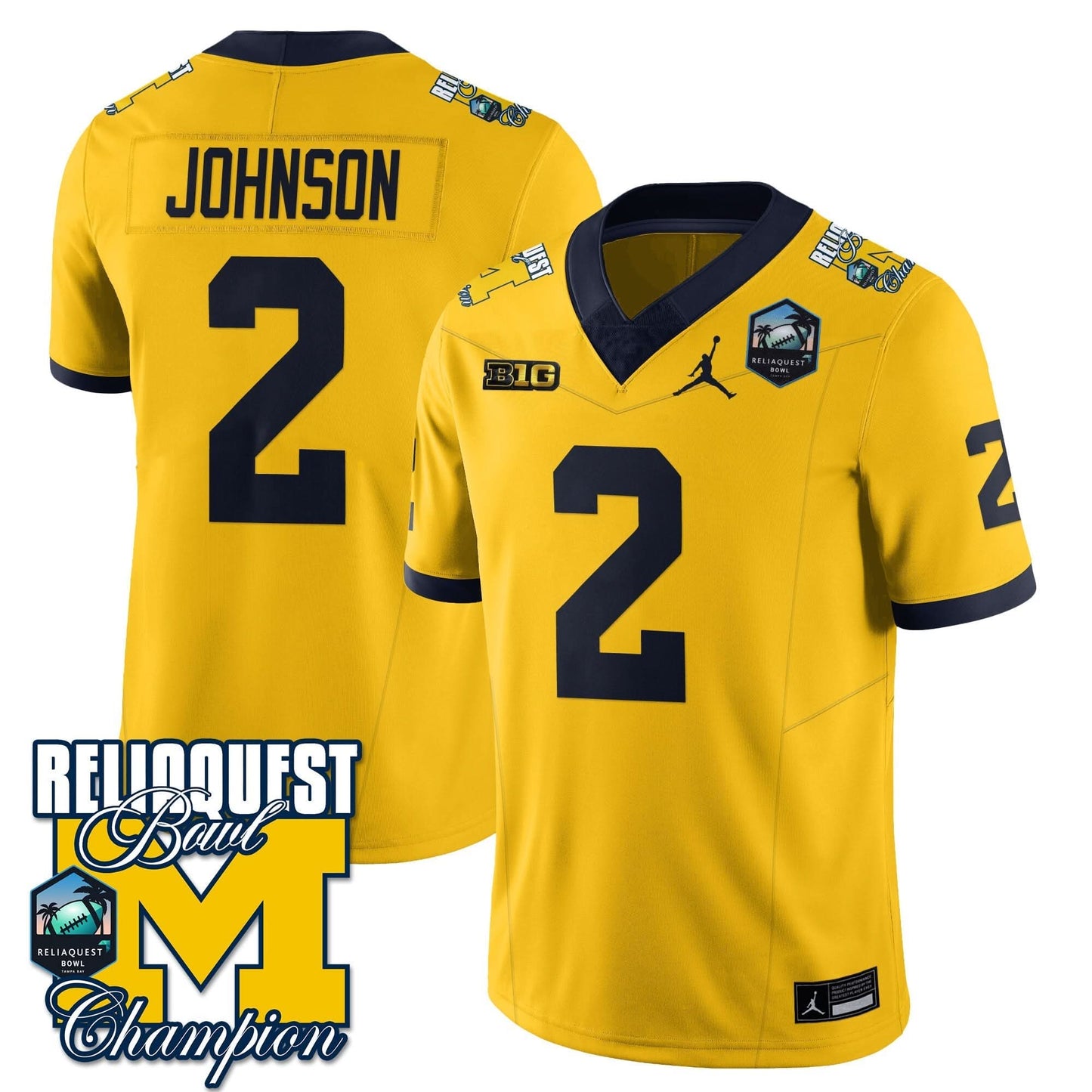 Michigan Wolverines 2024 ReliaQuest Bowl Champions Jersey - All Stitched