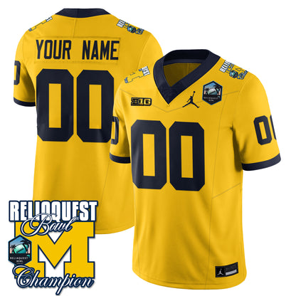 Custom Gender/Name Michigan Wolverines 2024 ReliaQuest Bowl Champions Jersey - All Stitched