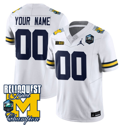 Custom Gender/Name Michigan Wolverines 2024 ReliaQuest Bowl Champions Jersey - All Stitched