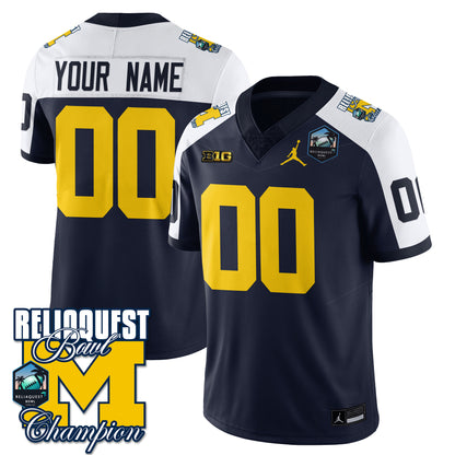 Custom Gender/Name Michigan Wolverines 2024 ReliaQuest Bowl Champions Jersey - All Stitched