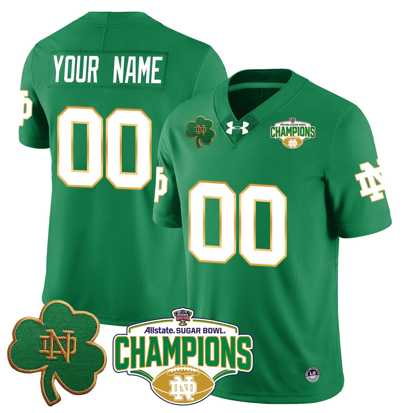 Custom Notre Dame Fighting Irish 2025 Sugar Bowl Champions Jersey - All Stitched