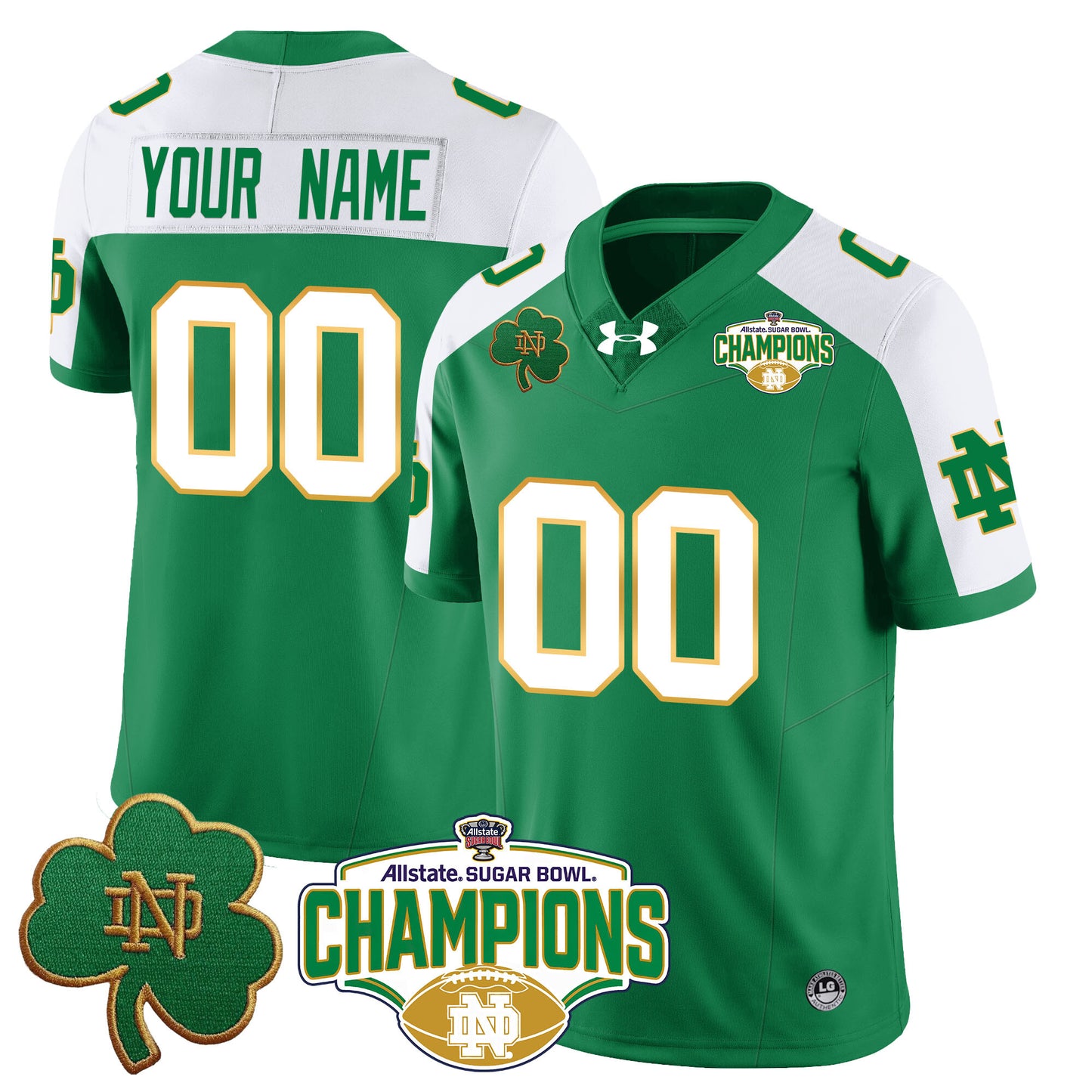 Custom Notre Dame Fighting Irish 2025 Sugar Bowl Champions Jersey - All Stitched