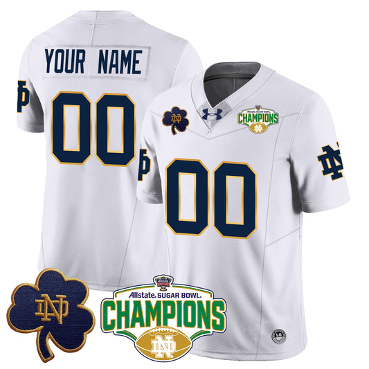 Custom Notre Dame Fighting Irish 2025 Sugar Bowl Champions Jersey - All Stitched