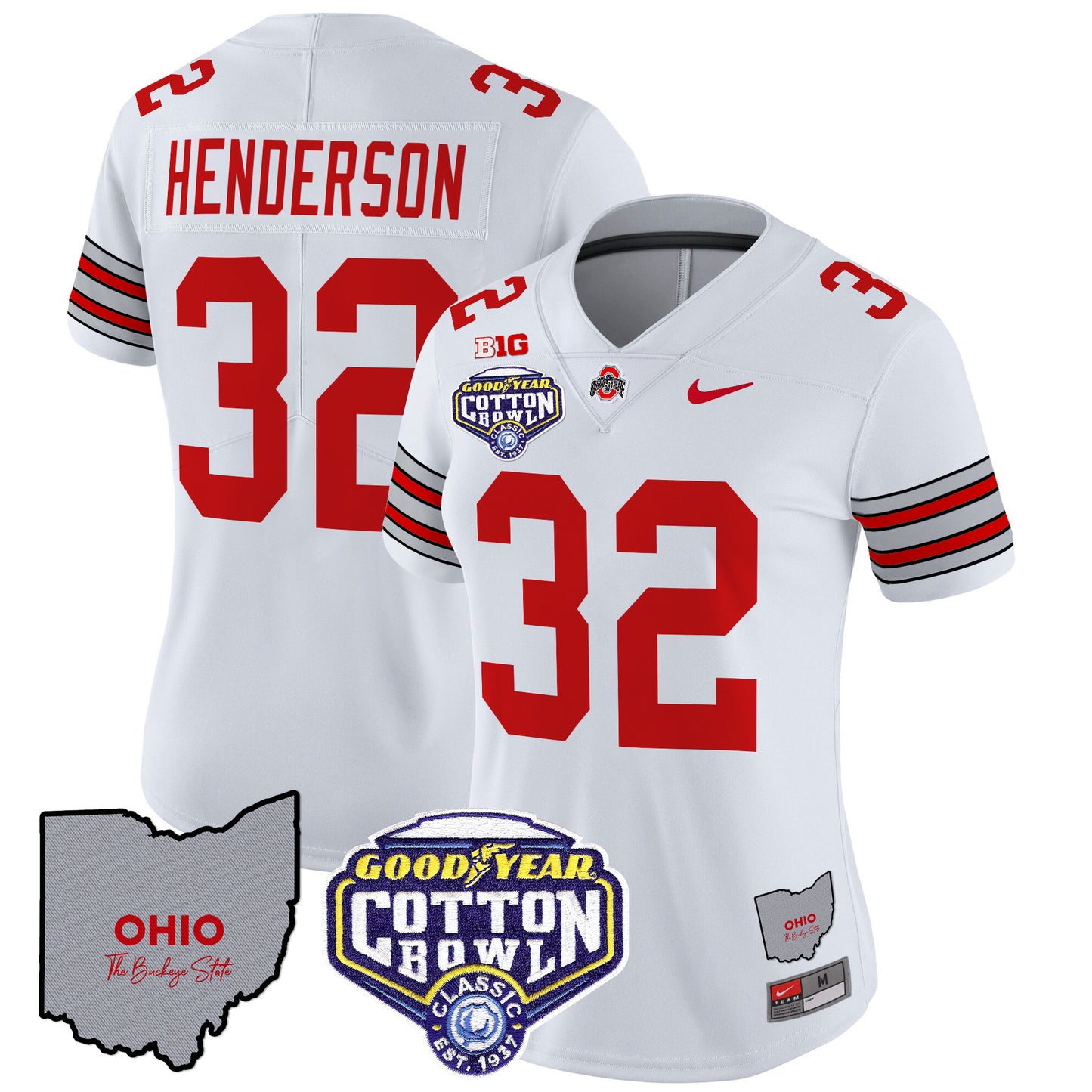 Women's Ohio State Buckeyes 'Heritage Stripe' Cotton Bowl Patch Vapor Limited Jersey - All Stitched