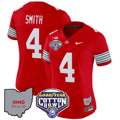 Women's Ohio State Buckeyes 'Heritage Stripe' Cotton Bowl Patch Vapor Limited Jersey - All Stitched