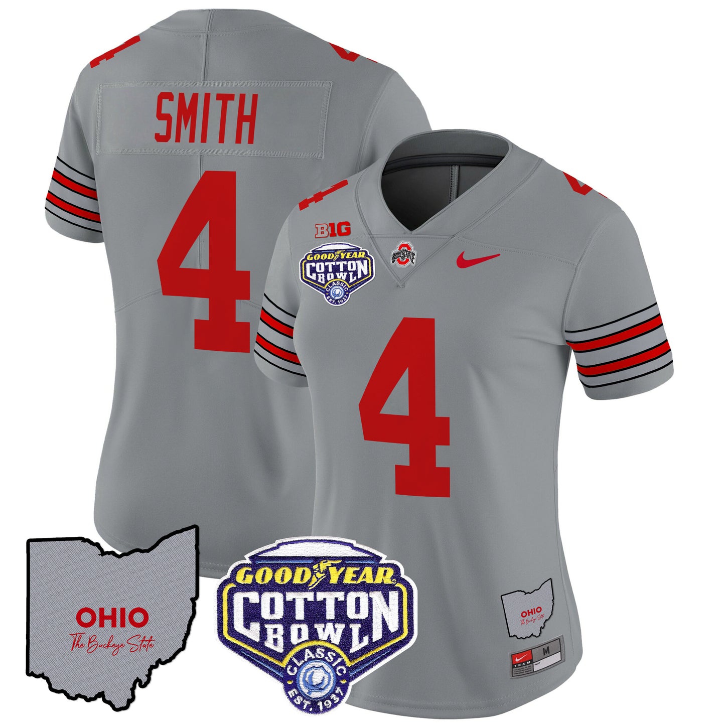 Women's Ohio State Buckeyes 'Heritage Stripe' Cotton Bowl Patch Vapor Limited Jersey - All Stitched