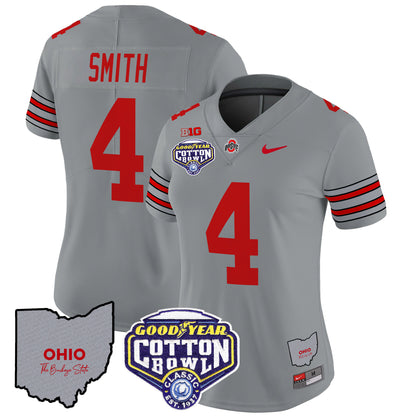 Women's Ohio State Buckeyes 'Heritage Stripe' Cotton Bowl Patch Vapor Limited Jersey - All Stitched