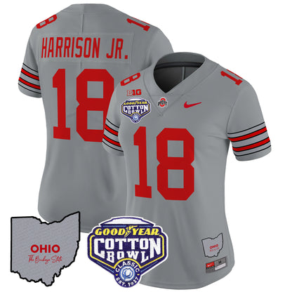 Women's Ohio State Buckeyes 'Heritage Stripe' Cotton Bowl Patch Vapor Limited Jersey - All Stitched