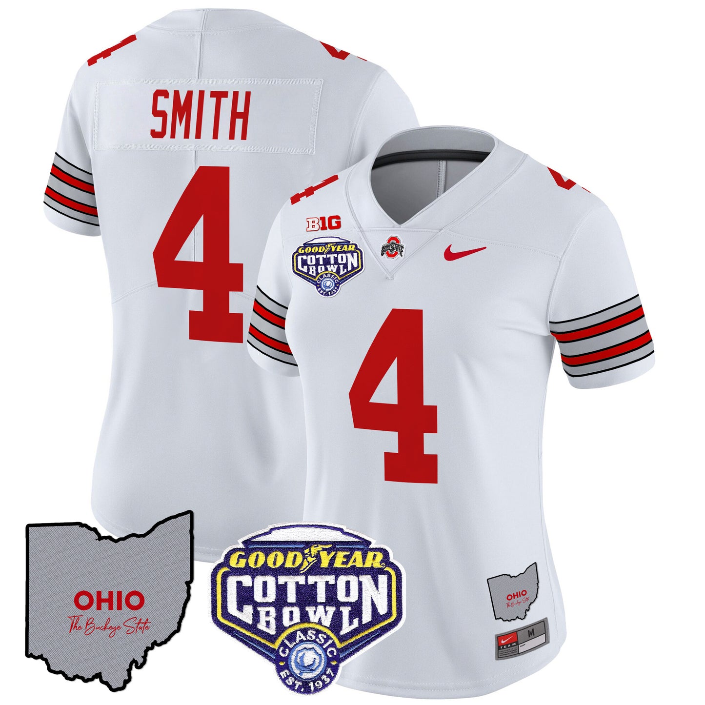 Women's Ohio State Buckeyes 'Heritage Stripe' Cotton Bowl Patch Vapor Limited Jersey - All Stitched