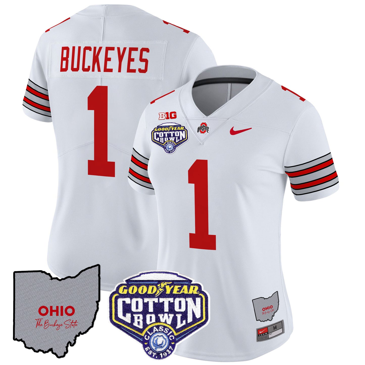 Women's Ohio State Buckeyes 'Heritage Stripe' Cotton Bowl Patch Vapor Limited Jersey - All Stitched