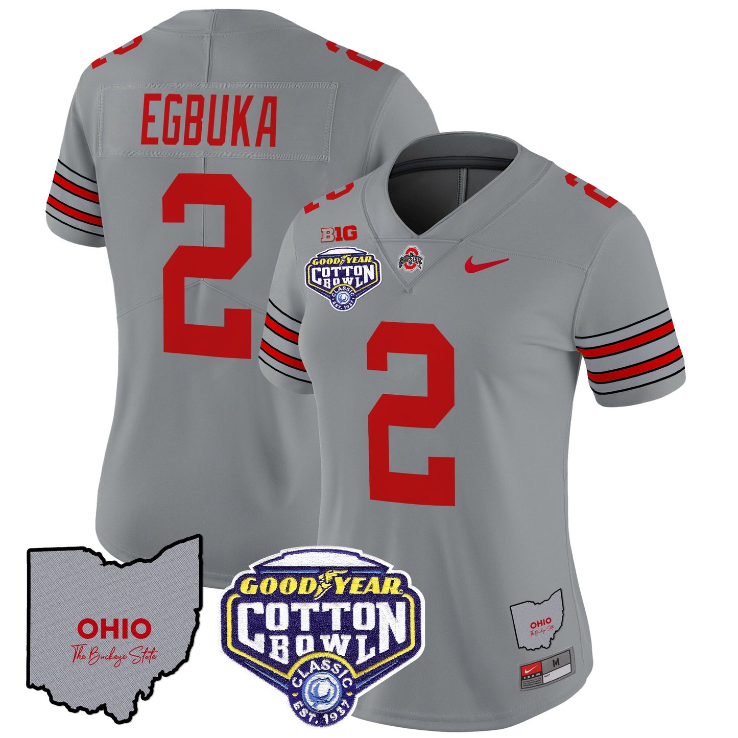 Women's Ohio State Buckeyes 'Heritage Stripe' Cotton Bowl Patch Vapor Limited Jersey - All Stitched