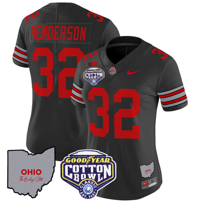 Women's Ohio State Buckeyes 'Heritage Stripe' Cotton Bowl Patch Vapor Limited Jersey - All Stitched