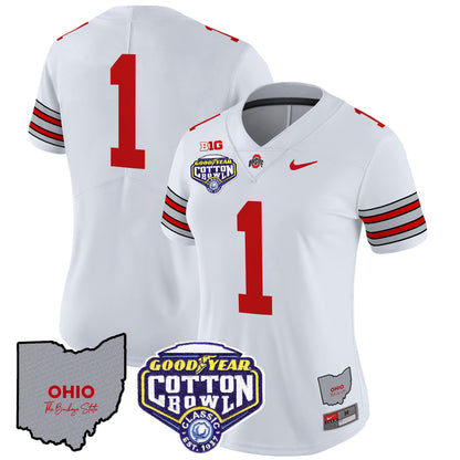 Women's Ohio State Buckeyes 'Heritage Stripe' Cotton Bowl Patch Vapor Limited Jersey - All Stitched