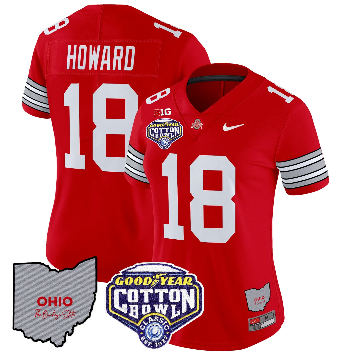 Women's Ohio State Buckeyes 'Heritage Stripe' Cotton Bowl Patch Vapor Limited Jersey - All Stitched