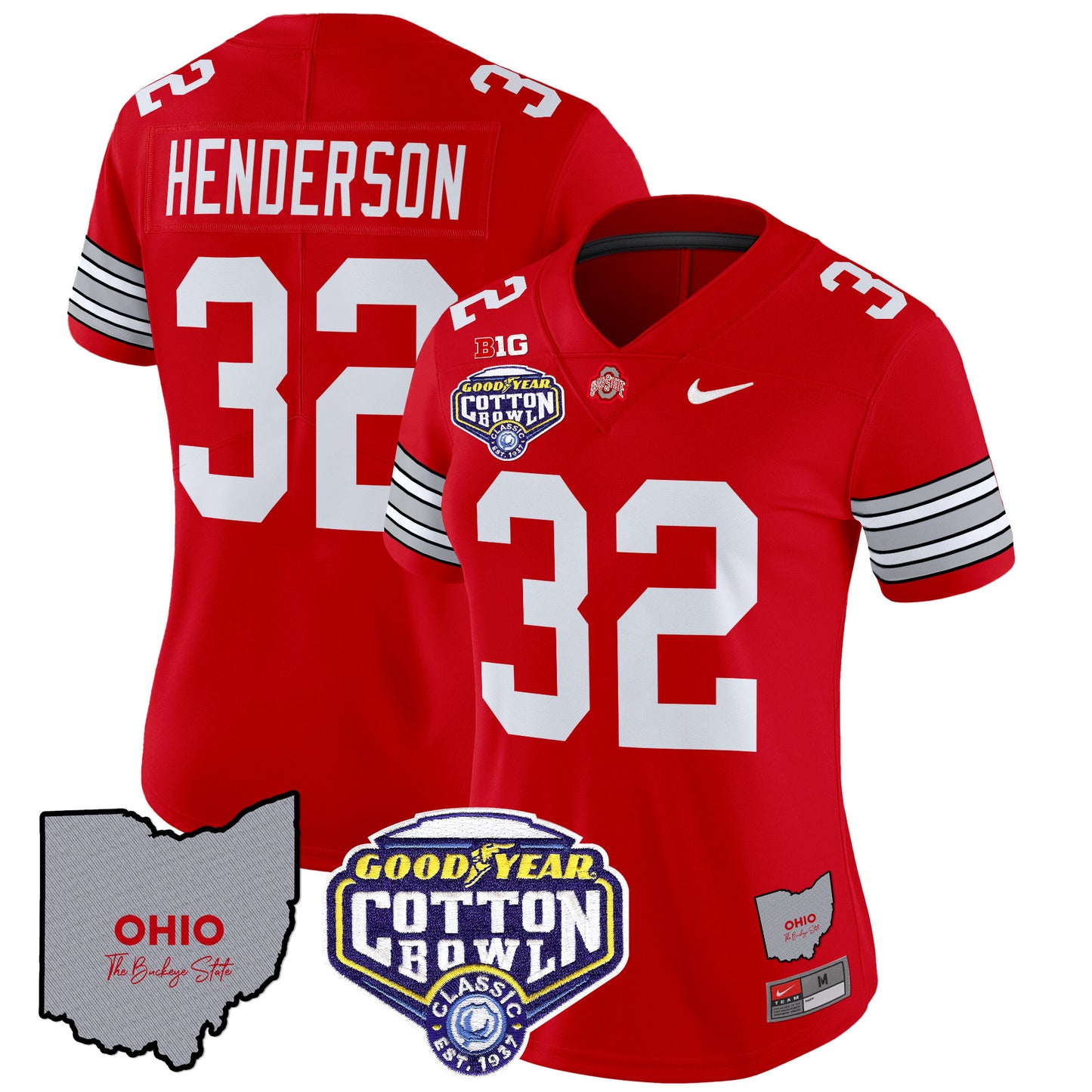 Women's Ohio State Buckeyes 'Heritage Stripe' Cotton Bowl Patch Vapor Limited Jersey - All Stitched