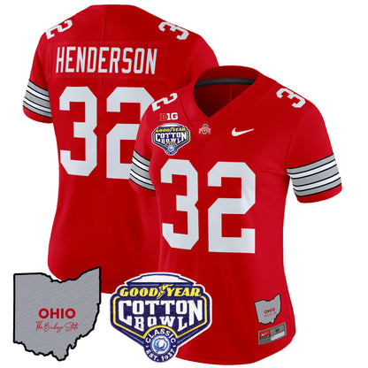 Women's Ohio State Buckeyes 'Heritage Stripe' Cotton Bowl Patch Vapor Limited Jersey - All Stitched