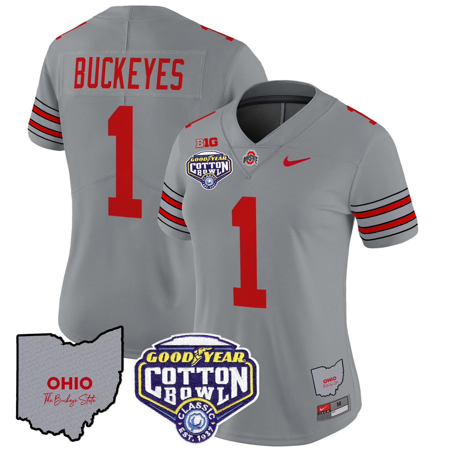 Women's Ohio State Buckeyes 'Heritage Stripe' Cotton Bowl Patch Vapor Limited Jersey - All Stitched