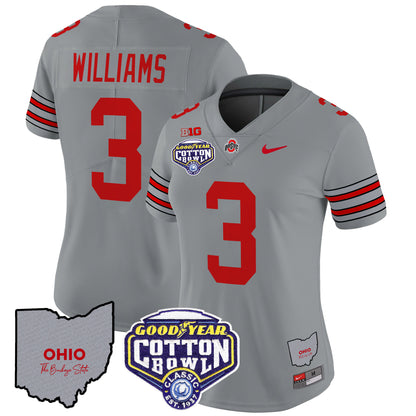 Women's Ohio State Buckeyes 'Heritage Stripe' Cotton Bowl Patch Vapor Limited Jersey - All Stitched