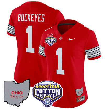 Women's Ohio State Buckeyes 'Heritage Stripe' Cotton Bowl Patch Vapor Limited Jersey - All Stitched