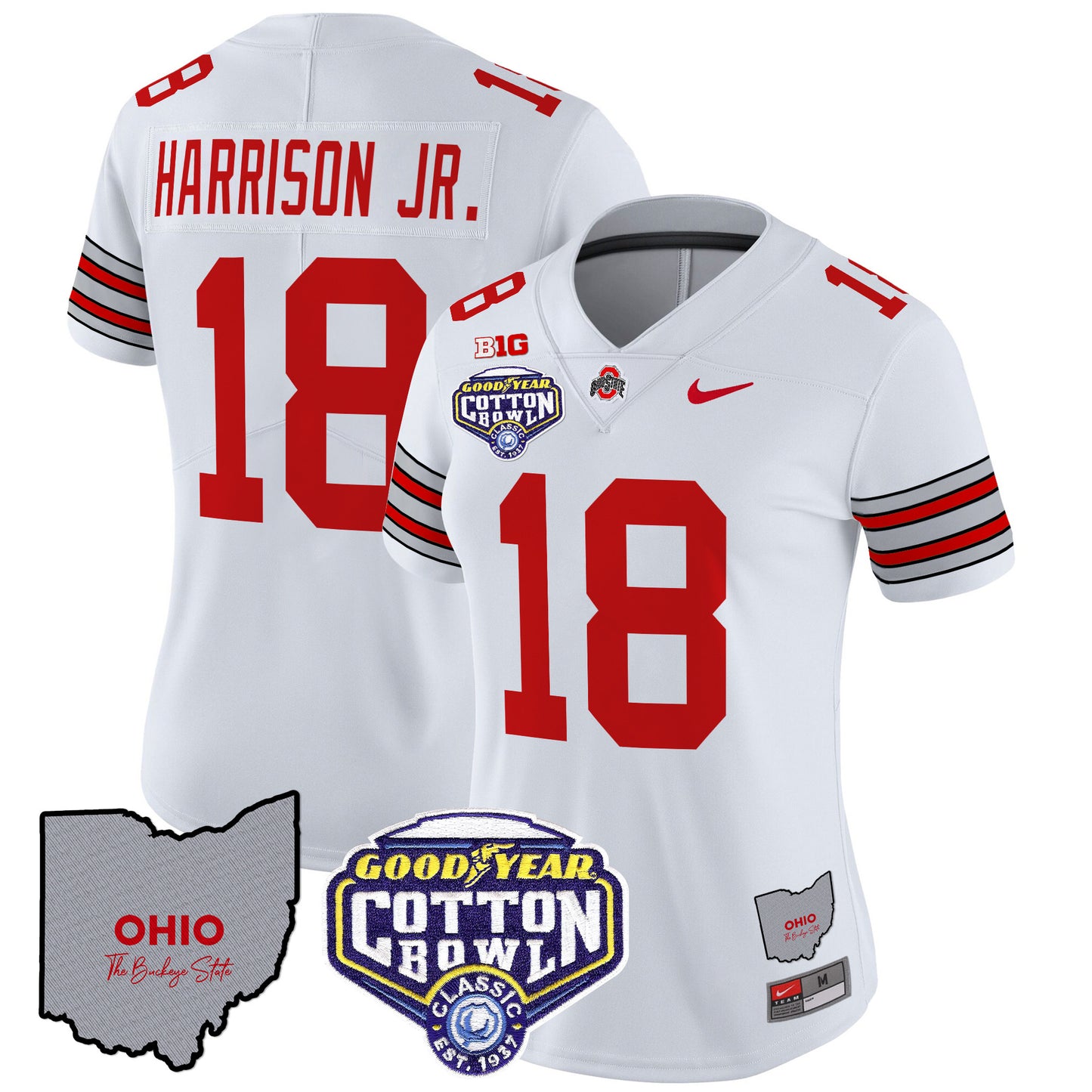 Women's Ohio State Buckeyes 'Heritage Stripe' Cotton Bowl Patch Vapor Limited Jersey - All Stitched