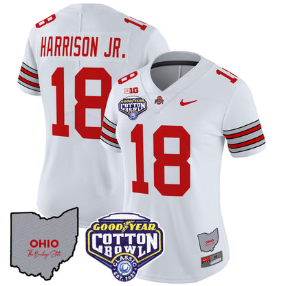 Women's Ohio State Buckeyes 'Heritage Stripe' Cotton Bowl Patch Vapor Limited Jersey - All Stitched