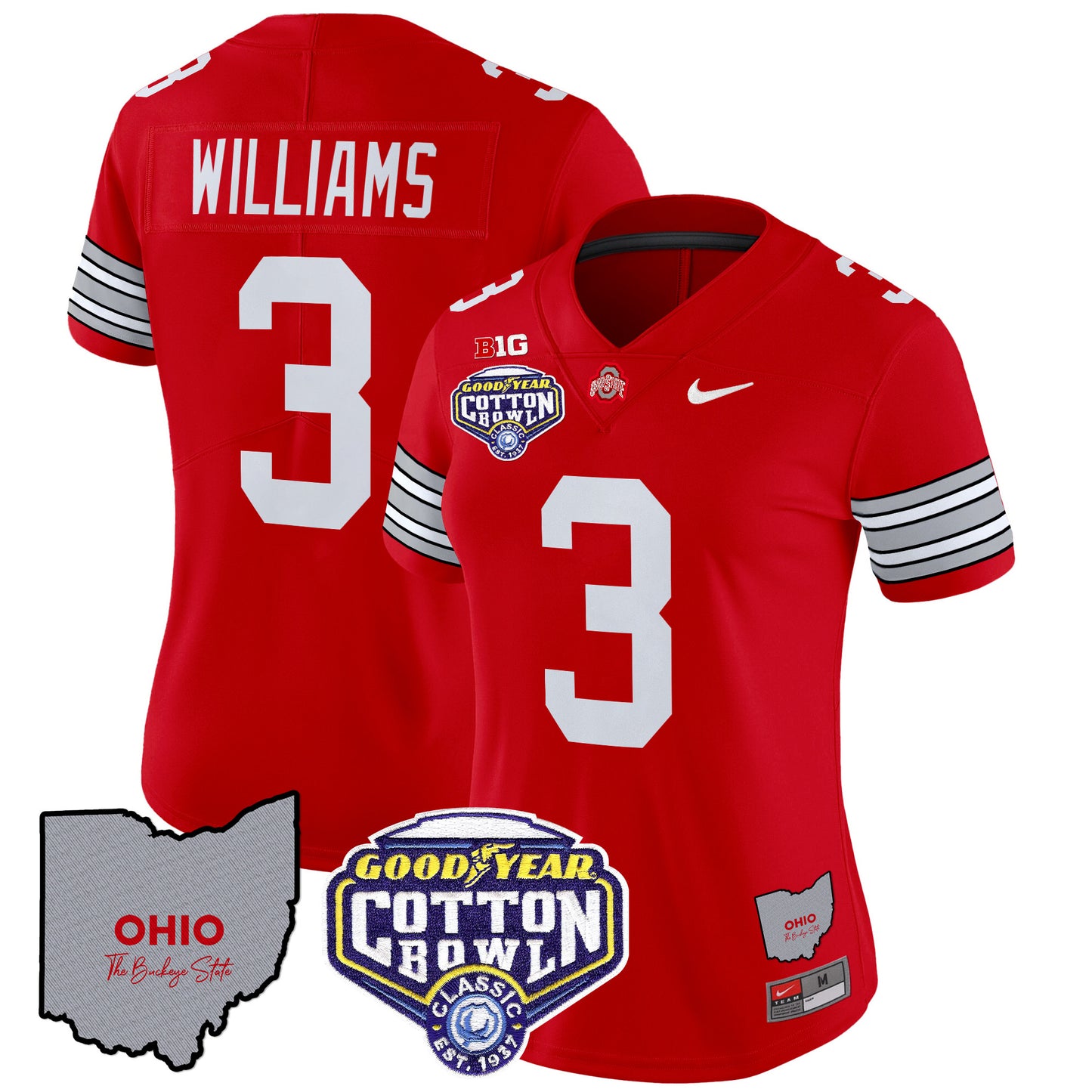 Women's Ohio State Buckeyes 'Heritage Stripe' Cotton Bowl Patch Vapor Limited Jersey - All Stitched