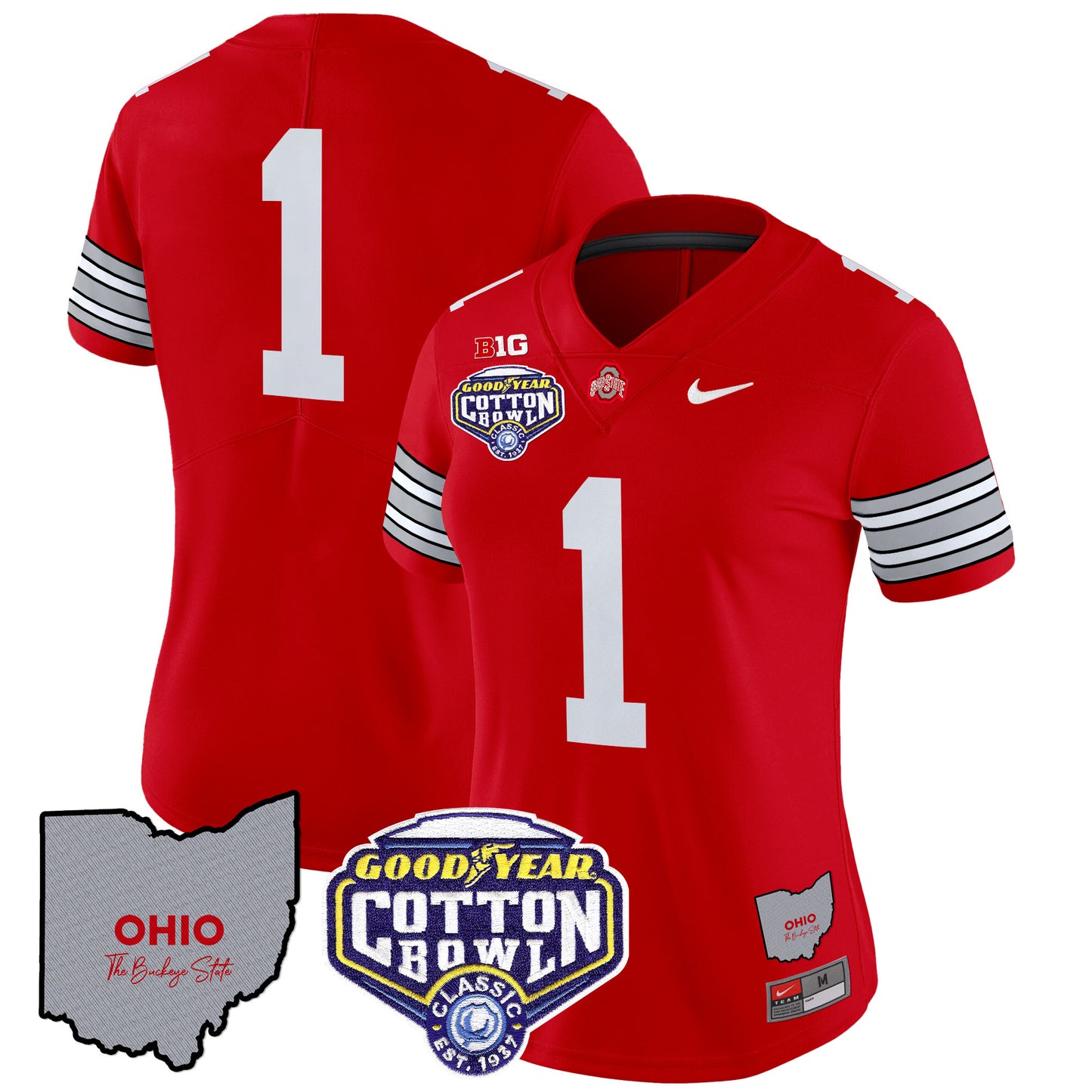 Women's Ohio State Buckeyes 'Heritage Stripe' Cotton Bowl Patch Vapor Limited Jersey - All Stitched