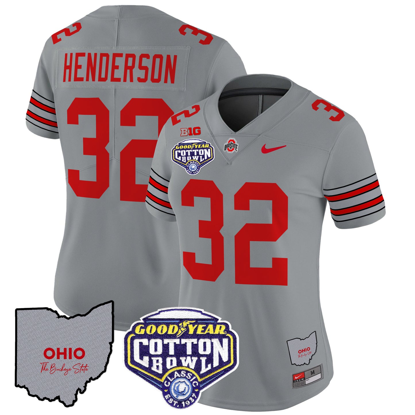 Women's Ohio State Buckeyes 'Heritage Stripe' Cotton Bowl Patch Vapor Limited Jersey - All Stitched