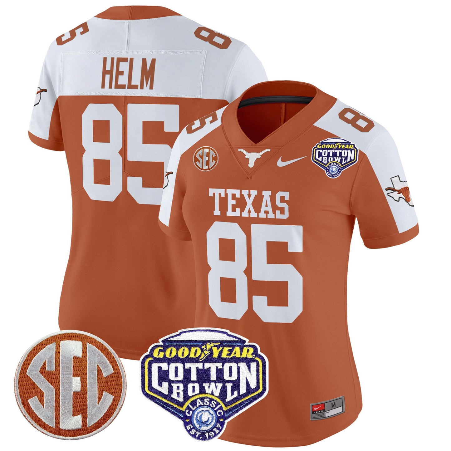 Women's Texas Longhorns Cotton Bowl Patch Vapor Limited Jersey - All Stitched