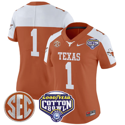 Women's Texas Longhorns Cotton Bowl Patch Vapor Limited Jersey - All Stitched