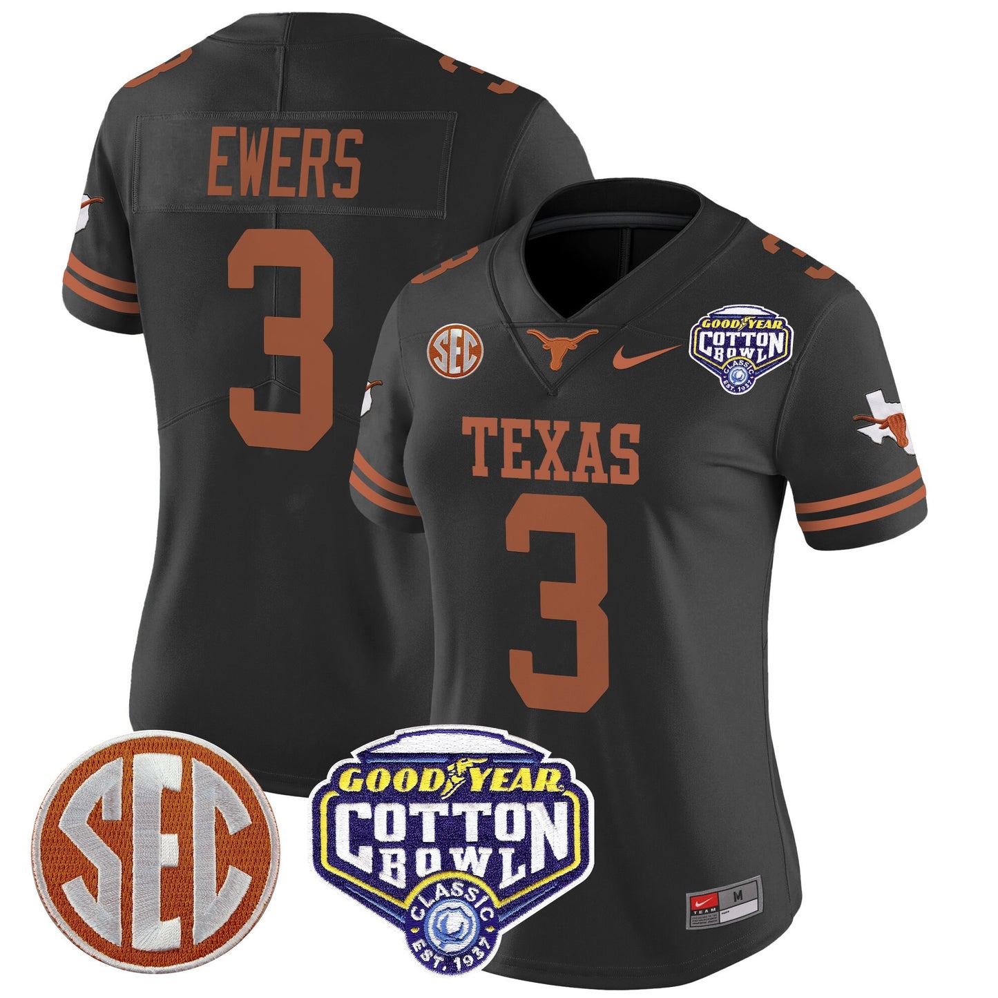 Women's Texas Longhorns Cotton Bowl Patch Vapor Limited Jersey - All Stitched