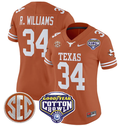 Women's Texas Longhorns Cotton Bowl Patch Vapor Limited Jersey - All Stitched