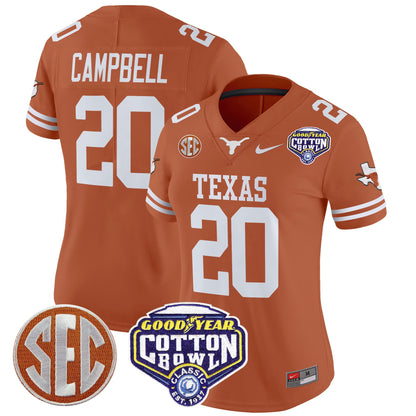 Women's Texas Longhorns Cotton Bowl Patch Vapor Limited Jersey - All Stitched