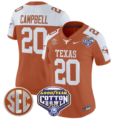 Women's Texas Longhorns Cotton Bowl Patch Vapor Limited Jersey - All Stitched