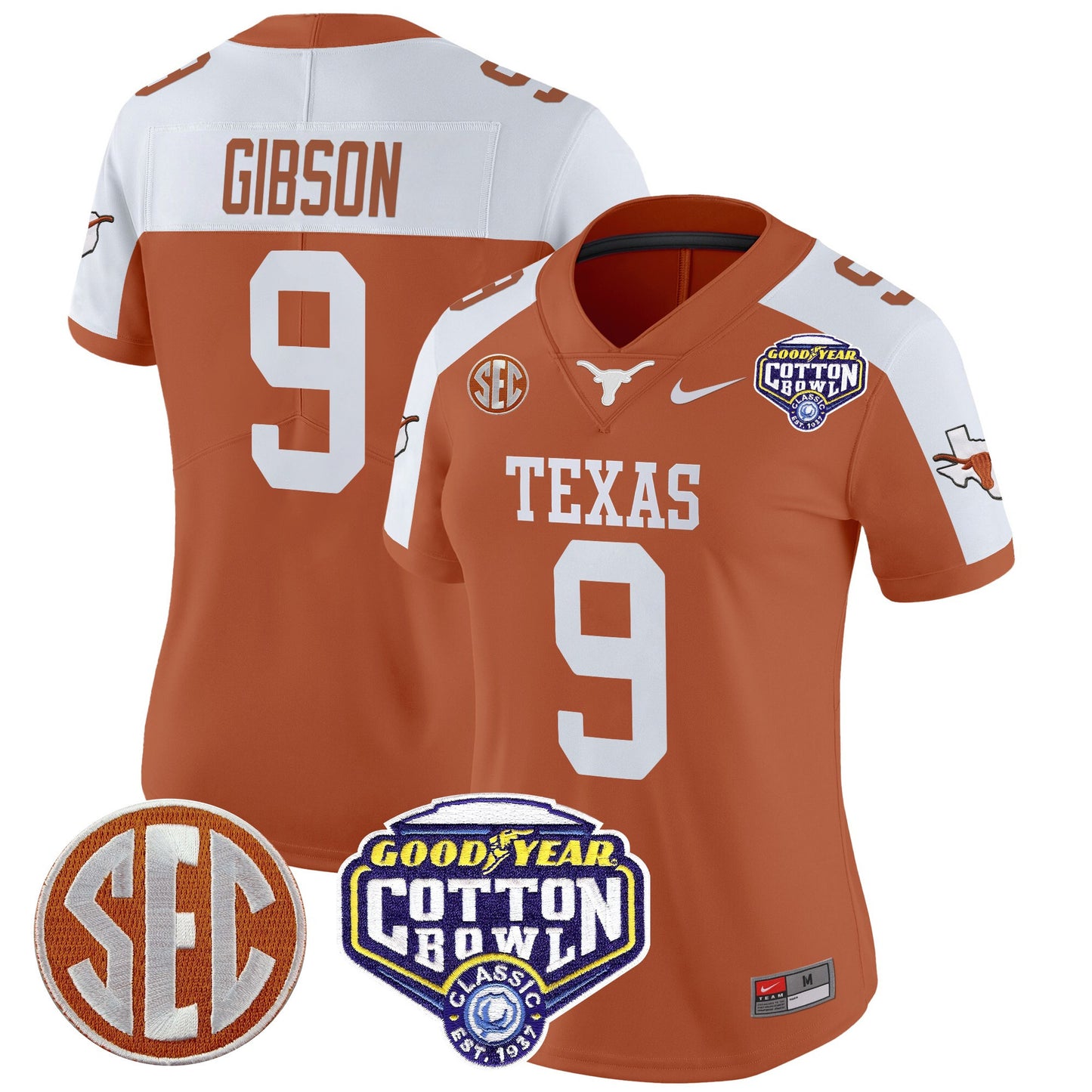 Women's Texas Longhorns Cotton Bowl Patch Vapor Limited Jersey - All Stitched