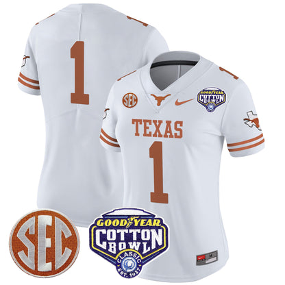 Women's Texas Longhorns Cotton Bowl Patch Vapor Limited Jersey - All Stitched