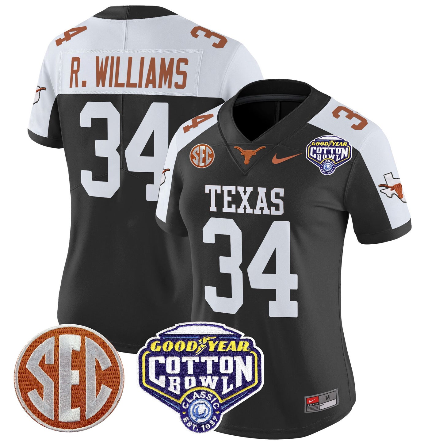 Women's Texas Longhorns Cotton Bowl Patch Vapor Limited Jersey - All Stitched