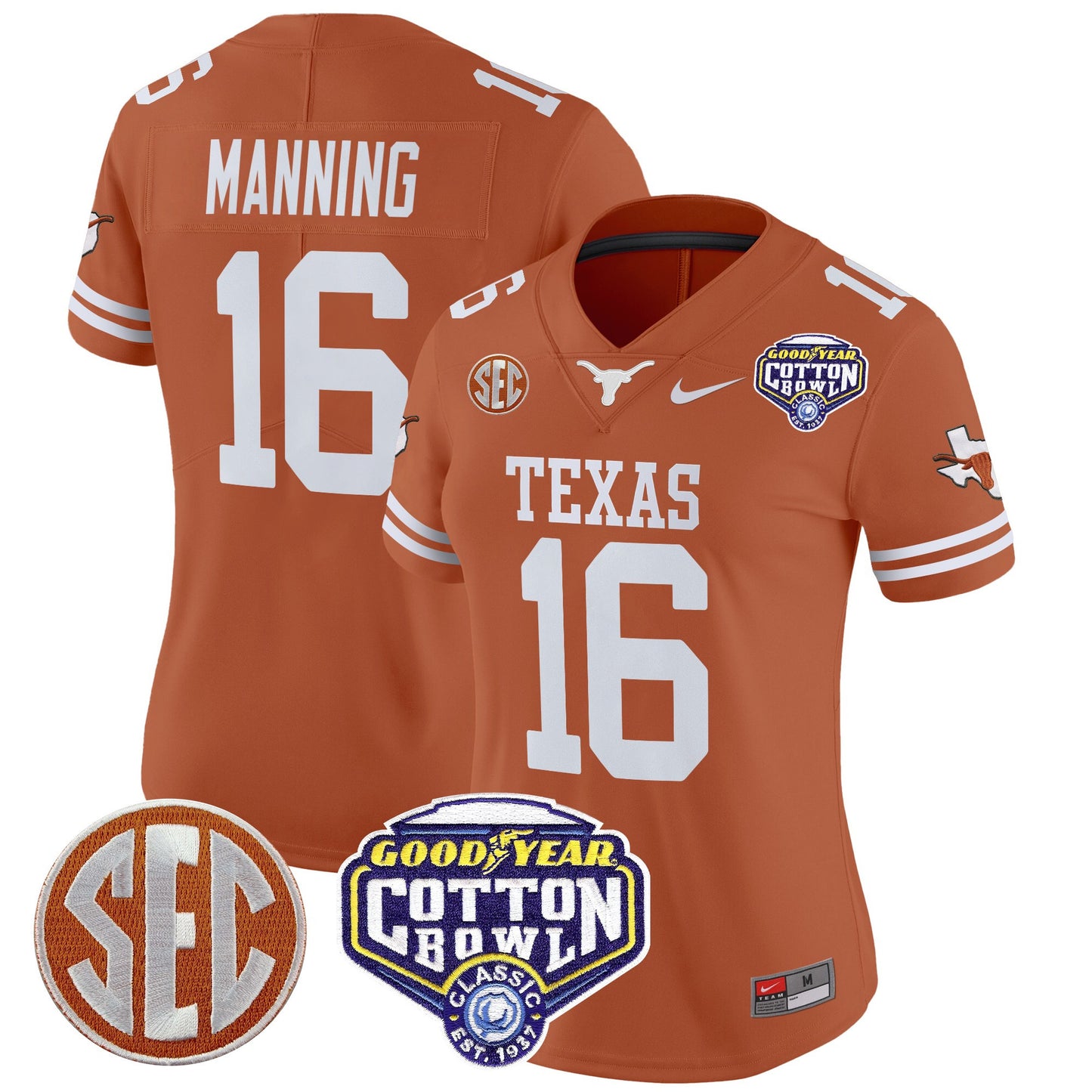 Women's Texas Longhorns Cotton Bowl Patch Vapor Limited Jersey - All Stitched