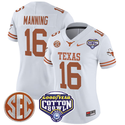 Women's Texas Longhorns Cotton Bowl Patch Vapor Limited Jersey - All Stitched