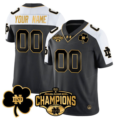 Custom Notre Dame Fighting Irish 2025 Sugar Bowl Champions Gold Jersey - All Stitched